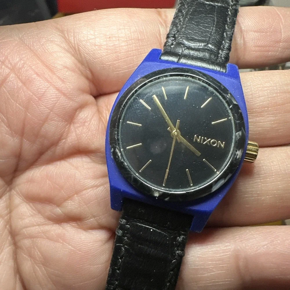 Nixon The Time Teller Blue/black 30mm Leather Watch Unisex‎ - Not Working Repair